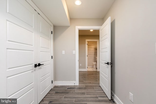 2525 N Hancock St, Philadelphia, PA 19133 - hall featuring wood tiled floor, baseboards, and recessed lighting