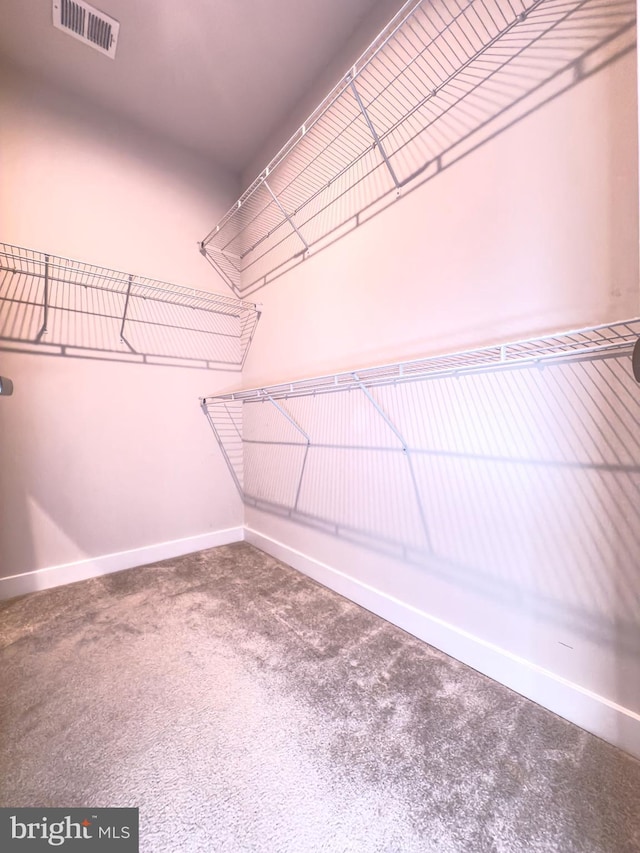 spacious closet with carpet and visible vents