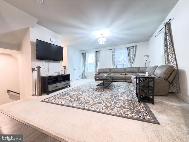 living room with wood finished floors