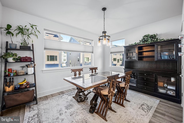 dining room featuring baseboards and wood finished floors