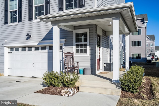 doorway to property featuring a garage