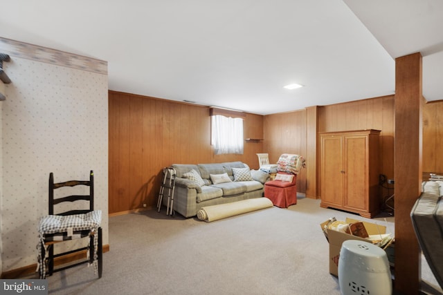 living room with carpet floors and baseboards