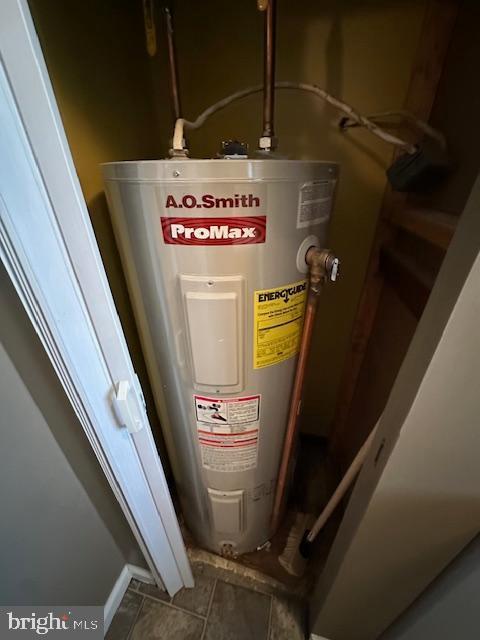 utility room featuring water heater