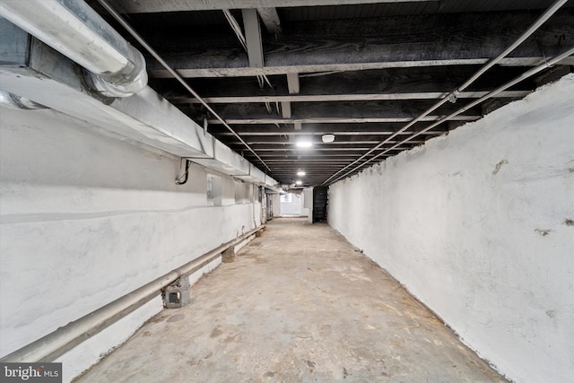 view of unfinished basement