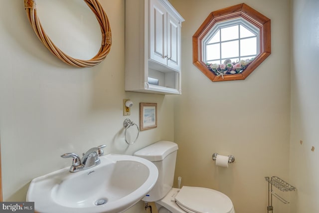 half bathroom featuring toilet and a sink