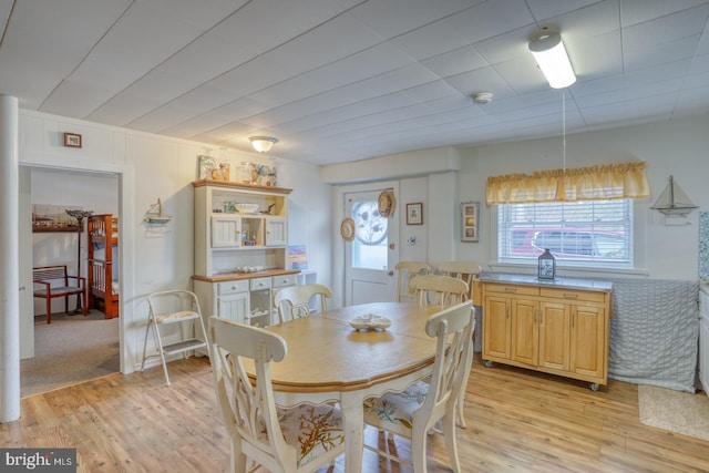 dining room featuring light wood finished floors