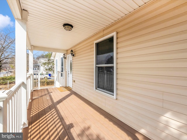 wooden deck with covered porch