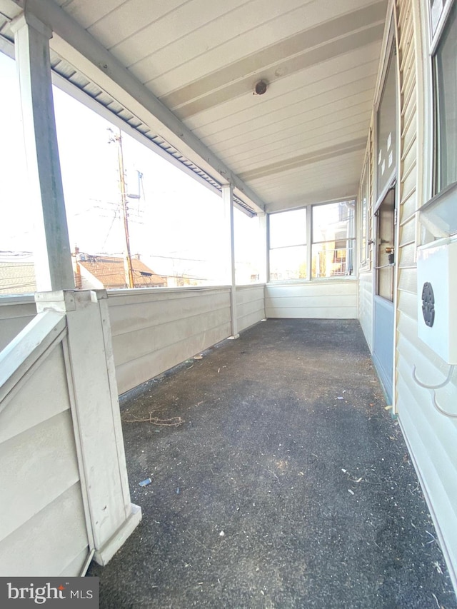 view of unfurnished sunroom