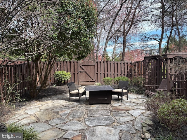 4637 Kirkland Pl, Alexandria, VA 22311 - fenced backyard featuring a gate and a patio area