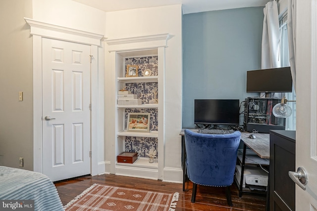 office space with wood finished floors