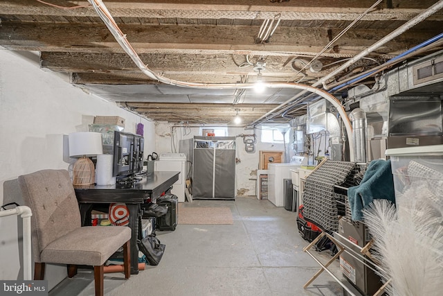 basement with independent washer and dryer