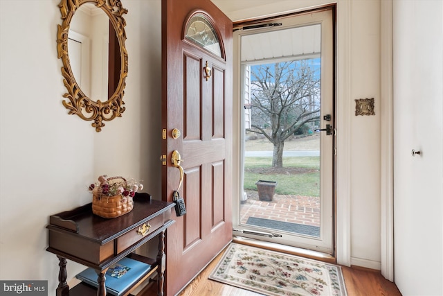 entryway featuring light wood finished floors