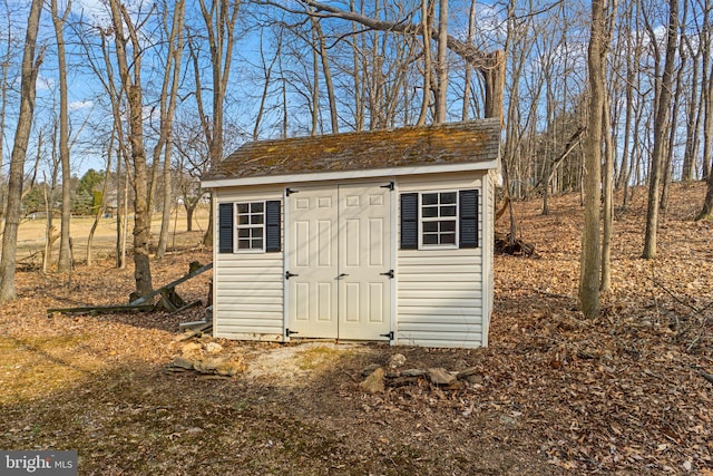 view of shed