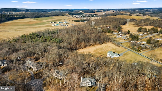 drone / aerial view featuring a rural view