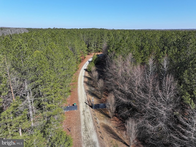 birds eye view of property with a forest view