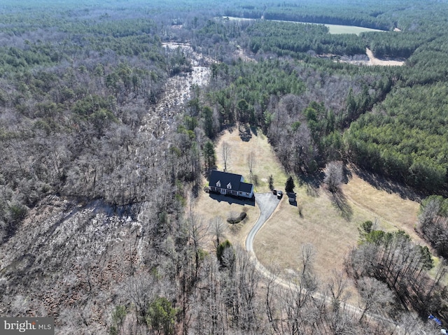 drone / aerial view with a forest view