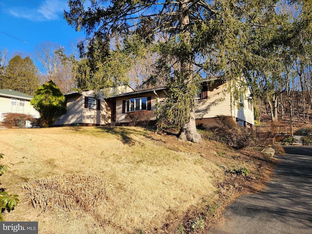 view of front of house with a front lawn