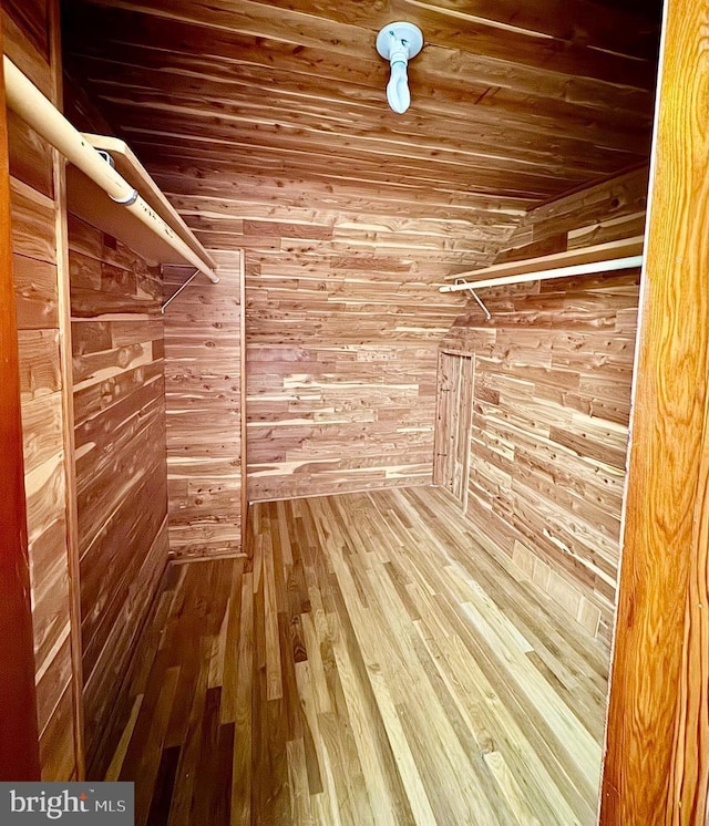 spacious closet with wood finished floors