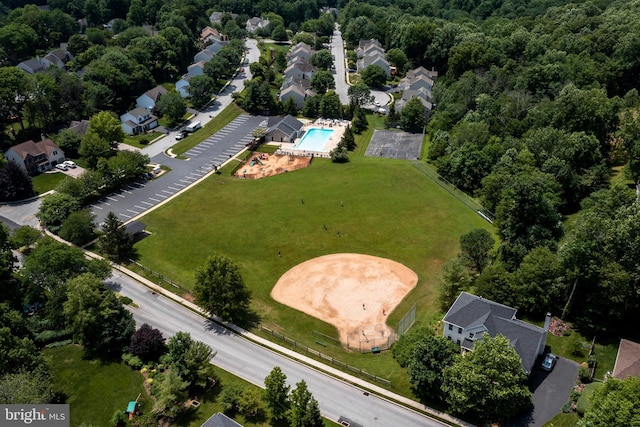 aerial view featuring a residential view