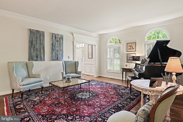 10310 Mystic Meadow Way, Oakton, VA 22124 - sitting room featuring crown molding, baseboards, and wood finished floors