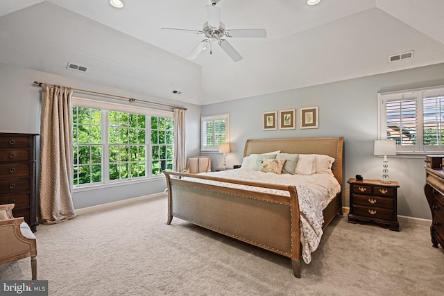 10310 Mystic Meadow Way, Oakton, VA 22124 - bedroom with carpet floors, baseboards, visible vents, and vaulted ceiling