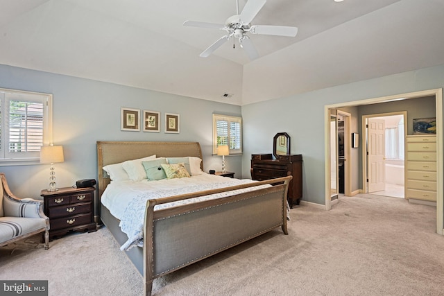 10310 Mystic Meadow Way, Oakton, VA 22124 - carpeted bedroom featuring visible vents, a ceiling fan, ensuite bathroom, and multiple windows