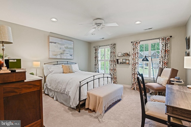 10310 Mystic Meadow Way, Oakton, VA 22124 - bedroom with visible vents, recessed lighting, baseboards, and light colored carpet