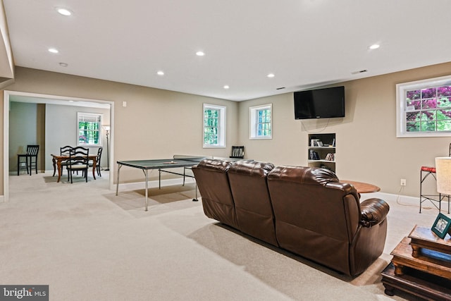 10310 Mystic Meadow Way, Oakton, VA 22124 - living area with baseboards, recessed lighting, and light colored carpet