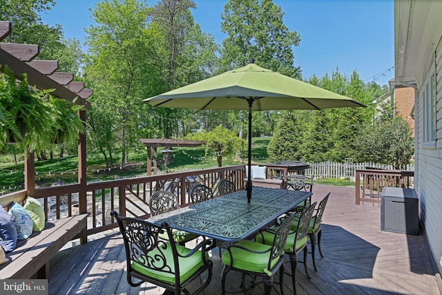 10310 Mystic Meadow Way, Oakton, VA 22124 - wooden terrace with fence and outdoor dining space