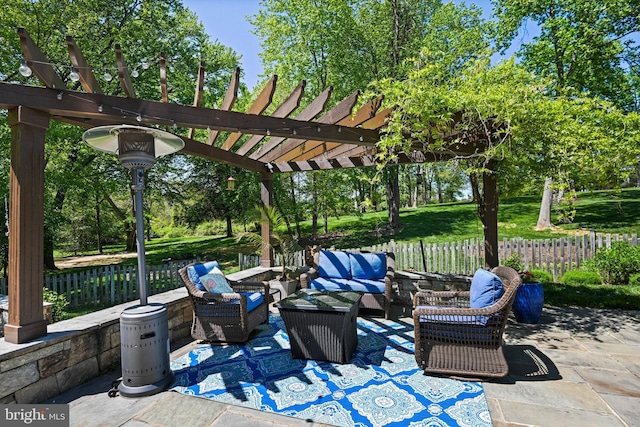10310 Mystic Meadow Way, Oakton, VA 22124 - view of patio featuring fence, a pergola, and an outdoor hangout area
