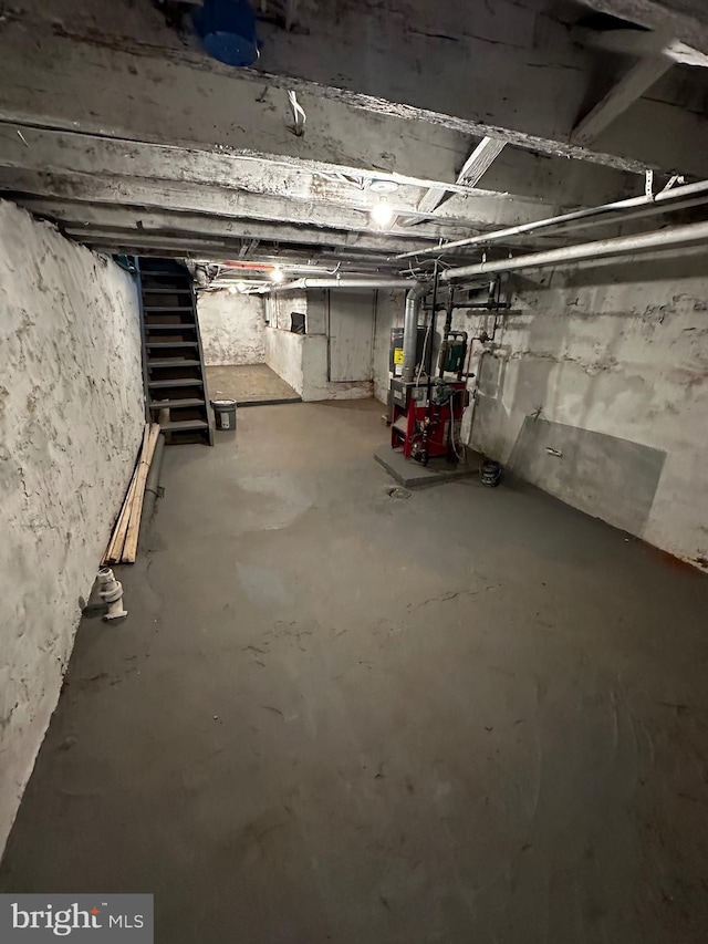 view of unfinished basement