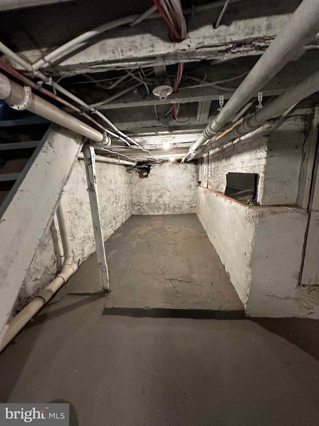 view of unfinished basement