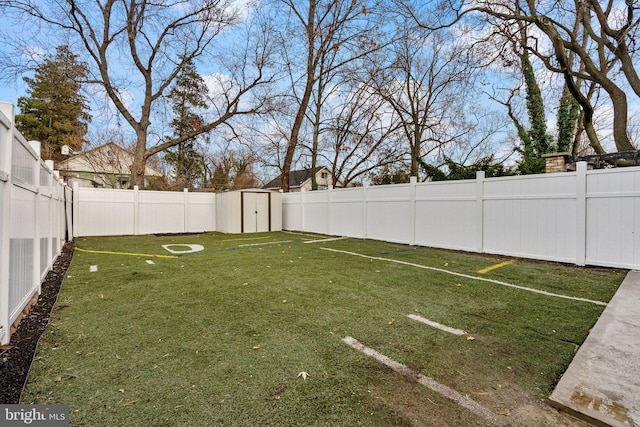 view of yard with a fenced backyard