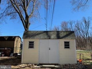 view of shed