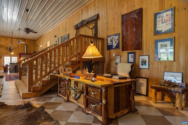240 Stoneleigh Rd, Palmyra, VA 22963 - office with wooden walls and ceiling fan