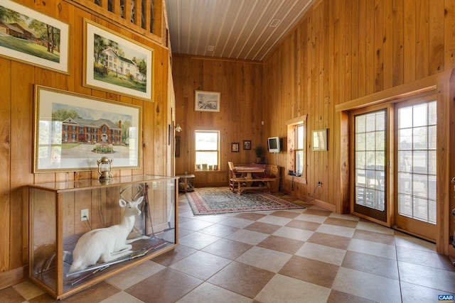 240 Stoneleigh Rd, Palmyra, VA 22963 - foyer entrance with wooden walls and wood ceiling