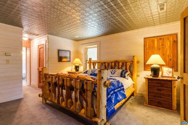 240 Stoneleigh Rd, Palmyra, VA 22963 - carpeted bedroom featuring an ornate ceiling and wooden walls