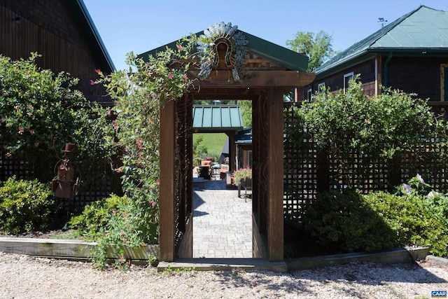 240 Stoneleigh Rd, Palmyra, VA 22963 - gate featuring a gazebo and a patio area