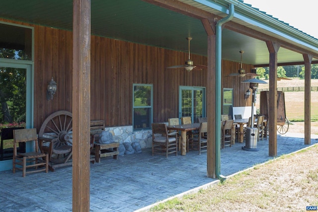 240 Stoneleigh Rd, Palmyra, VA 22963 - view of patio / terrace with a ceiling fan and outdoor dining area