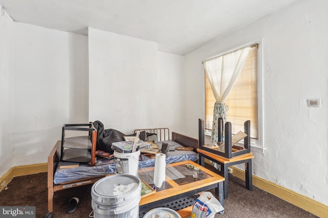 carpeted dining room featuring a wealth of natural light and baseboards