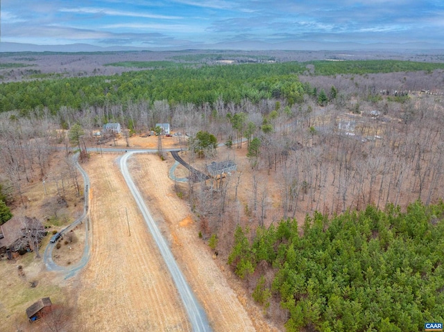 bird's eye view featuring a mountain view and a forest view