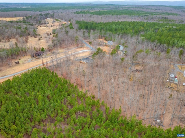 aerial view featuring a rural view and a forest view