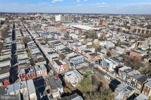 bird's eye view with a city view