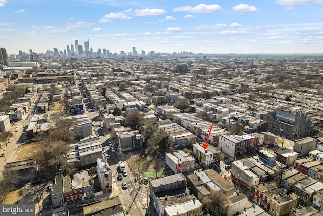 aerial view featuring a city view