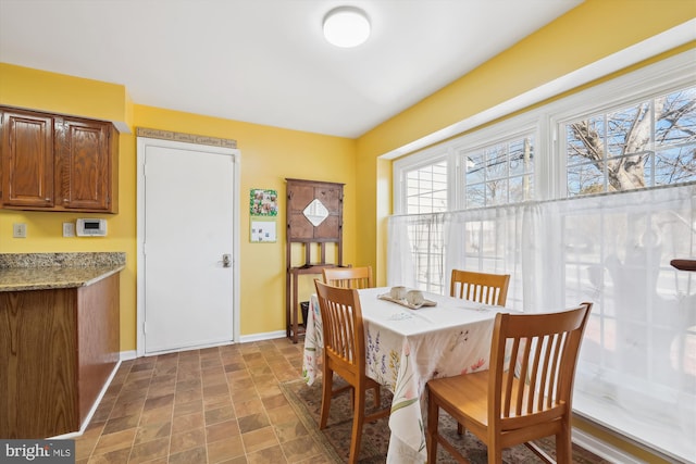 dining room featuring baseboards and stone finish floor