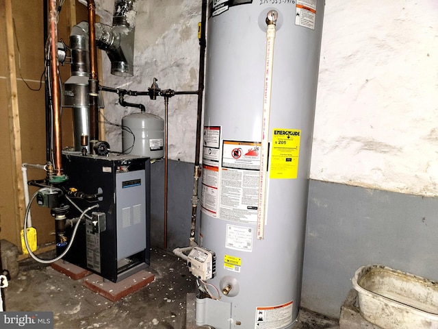 utilities with a heating unit and gas water heater