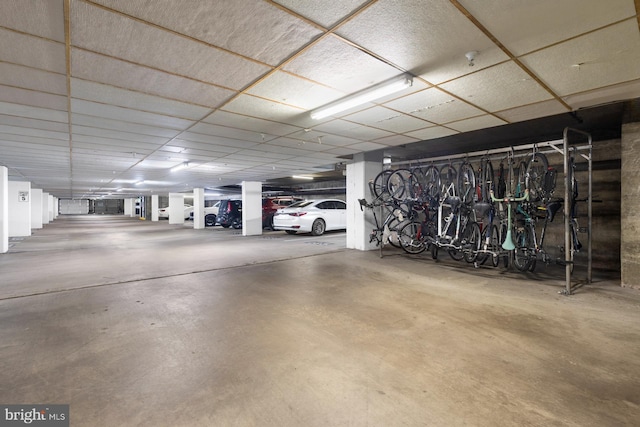 parking garage with bike storage