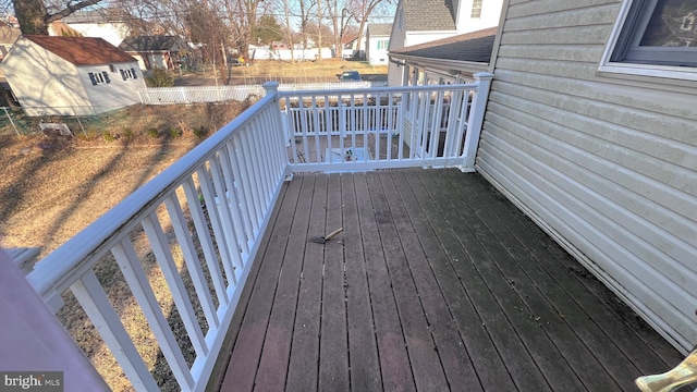 deck with a residential view