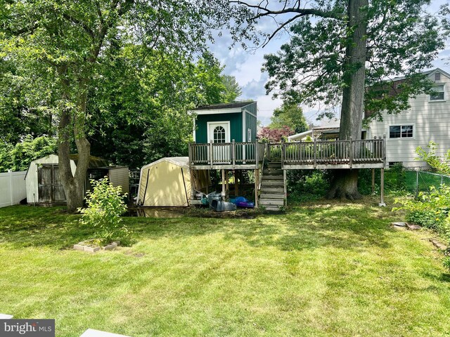 44 Tantum Dr, Hamilton, NJ 08610 - view of yard featuring a deck and stairway