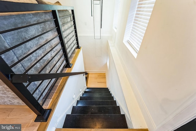 stairway with baseboards